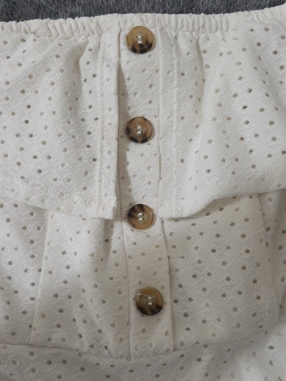 Speechless White Off-Shoulder Ruffle Dress with Button Front - Picture 3 of 7